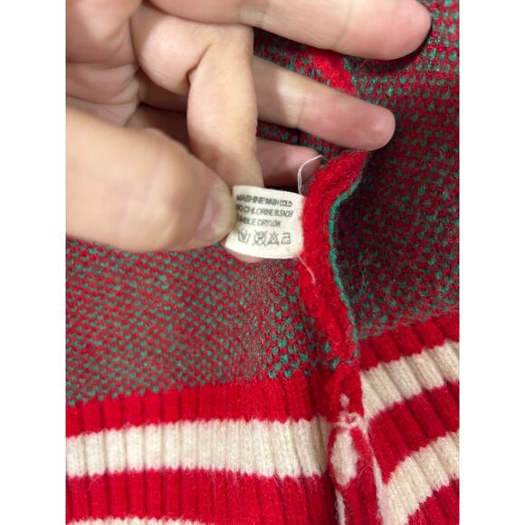 Nora Madison Cardigan Sweater 6 7Y Cream Red Green Christmas Tree Winter Varsity - Picture 6 of 10